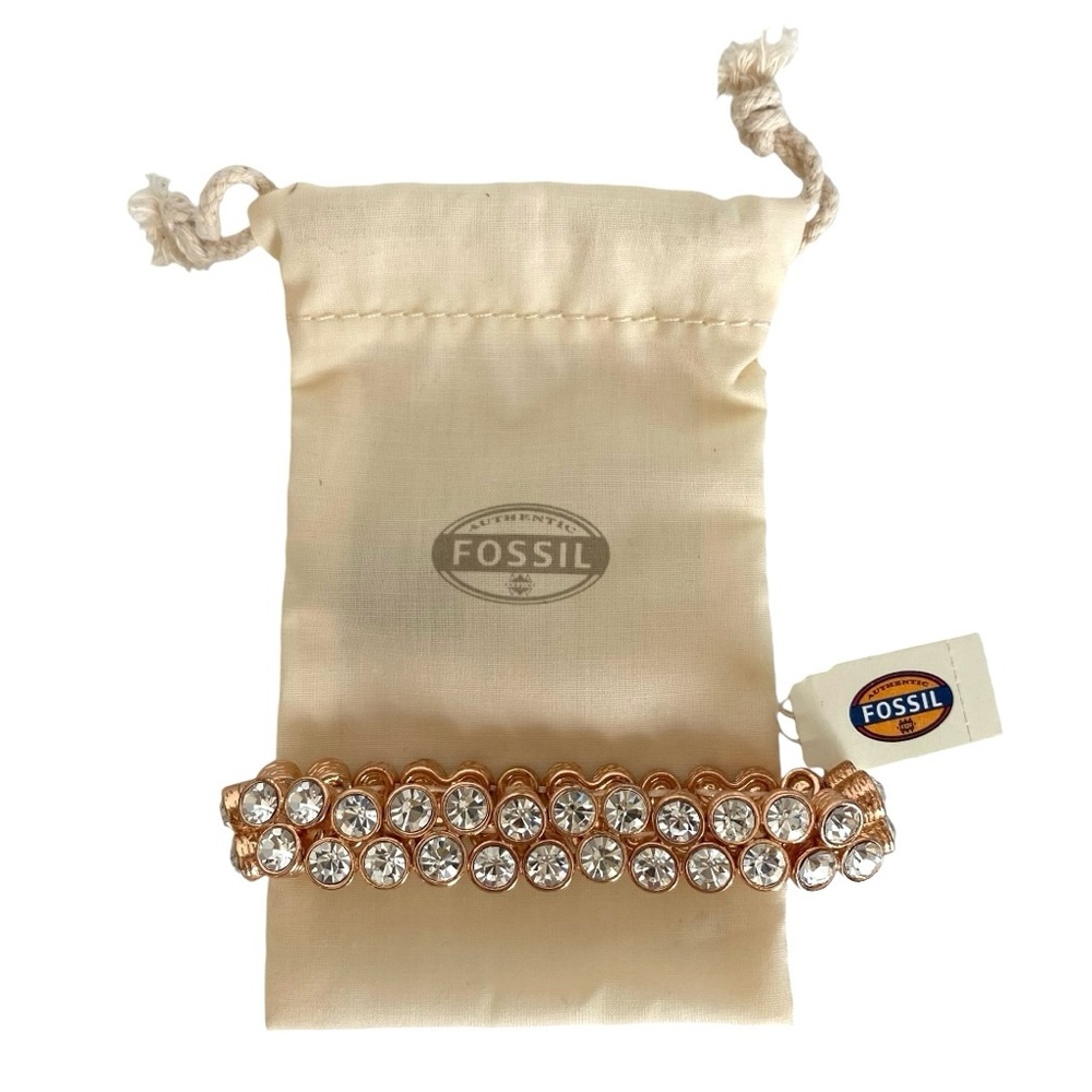 Fossil Rhinestone Rose Gold-Tone Bracelet